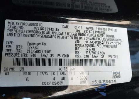 2015 Ford Focus Se from USA, damaged, VIN 1FADP3K21FL213534